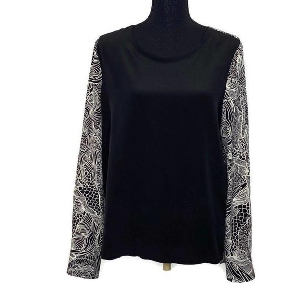 Diane‎ Von Furstenberg Black Silk Long Sleeve Career Workwear Business Blouse 12 - Picture 1 of 8
